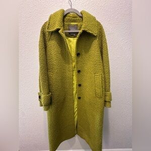 Anthro Chartreuse Bouclé Overcoat